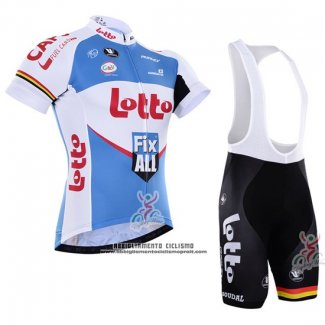 2016 Abbigliamento Ciclismo Lotto Fix All Bianco e Blu Manica Corta e Salopette