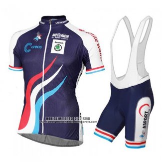 2016 Abbigliamento Ciclismo Lussemburgo Blu e Bianco Manica Corta e Salopette