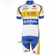 2016 Abbigliamento Ciclismo Sport Vlaanderen Baloise Bianco e Giallo 7 Manica Corta e Salopette