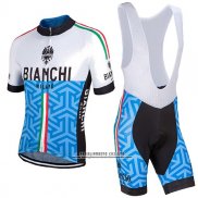 2017 Abbigliamento Ciclismo Bianchi Milano Pontesei Blu Manica Corta e Salopette