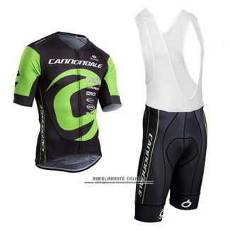 2017 Abbigliamento Ciclismo Cannondale Verde e Nero Manica Corta e Salopette