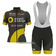 2017 Abbigliamento Ciclismo Direct Energie Marrone Manica Corta e Salopette