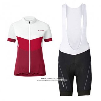 2017 Abbigliamento Ciclismo Donne Vaude Bianco e Rosso Manica Corta e Salopette