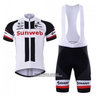 2017 Abbigliamento Ciclismo Sunweb Bianco Manica Corta e Salopette