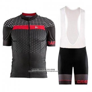 2018 Abbigliamento Ciclismo Craft Route Nero Rosso Manica Corta e Salopette