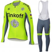 2018 Abbigliamento Ciclismo Tinkoff Giallo Manica Lunga e Salopette