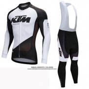 2019 Abbigliamento Ciclismo KTM Nero Bianco Manica Lunga e Salopette