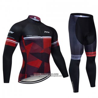 2019 Abbigliamento Ciclismo Northwave Nero Rosso Bianco Manica Lunga e Salopette