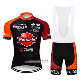 2019 Abbigliamento Ciclismo Pauwels Nero Arancione Manica Corta e Salopette