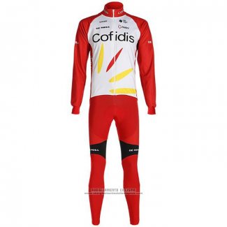 2020 Abbigliamento Ciclismo Cofidis Bianco Rosso Manica Lunga e Salopette