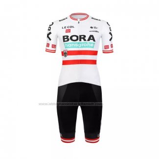 2022 Abbigliamento Ciclismo Bora-Hansgrone Rosso Bianco Manica Corta e Salopette