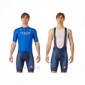 2024 Abbigliamento Ciclismo Italia Blu Manica Corta e Salopette