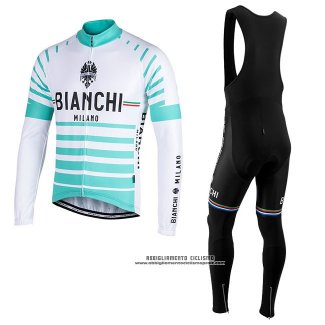 Abbigliamento Ciclismo Bianchi Milano Nalles Azzurro Bianco Manica Lunga e Salopette