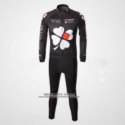 2010 Abbigliamento Ciclismo FDJ Nero Manica Lunga e Salopette