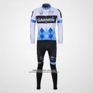 2011 Abbigliamento Ciclismo Garmin Cervelo Blu e Bianco Manica Lunga e Salopette