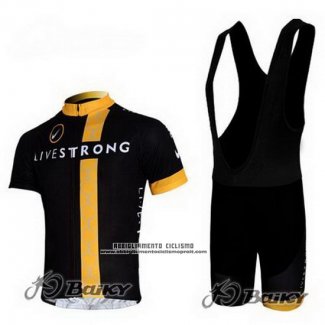 2011 Abbigliamento Ciclismo Livestrong Nero e Giallo Manica Corta e Salopette