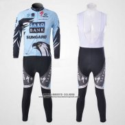 2011 Abbigliamento Ciclismo Saxo Bank Azzurro Manica Lunga e Salopette