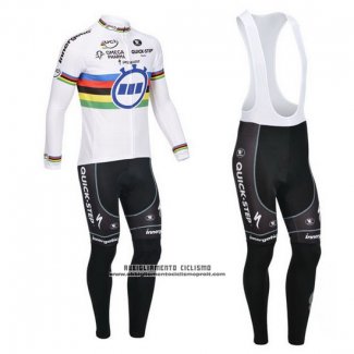 2013 Abbigliamento Ciclismo UCI Mondo Campione Lider Quick Step Manica Lunga e Salopette