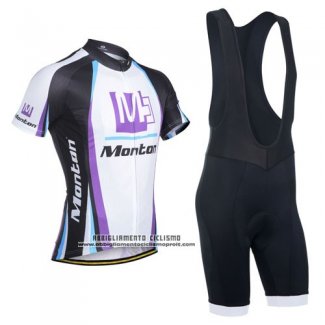 2014 Abbigliamento Ciclismo Monton Bianco e Viola Manica Corta e Salopette