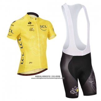 2014 Abbigliamento Ciclismo Tour de France Giallo Manica Corta e Salopette