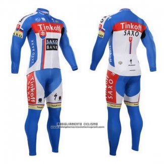 2015 Abbigliamento Ciclismo Tinkoff Saxo Bank Campione Slovacchia Manica Lunga e Salopette