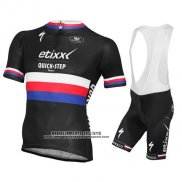 2015 Abbigliamento Ciclismo UCI Mondo Campione Lider Quick Step Nero Manica Corta e Salopette