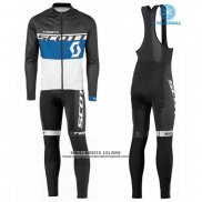 2016 Abbigliamento Ciclismo Scott Blu e Bianco Manica Lunga e Salopette