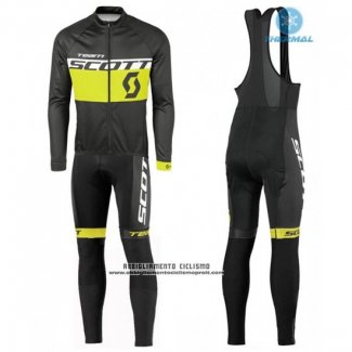 2016 Abbigliamento Ciclismo Scott Nero e Giallo Manica Lunga e Salopette