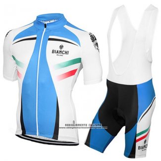 2017 Abbigliamento Ciclismo Bianchi Milano Celeste e Bianco Manica Corta e Salopette