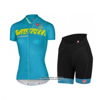 2017 Abbigliamento Ciclismo Donne Castelli Celeste Manica Corta e Salopette