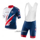 2017 Abbigliamento Ciclismo Great Britain Blu e Bianco Manica Corta e Salopette