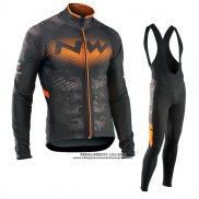 2017 Abbigliamento Ciclismo Northwave Ml Nero e Arancione Manica Lunga e Salopette