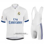 2017 Abbigliamento Ciclismo Real Madrid Bianco Manica Corta e Salopette