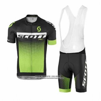 2017 Abbigliamento Ciclismo Scott Verde Manica Corta e Salopette