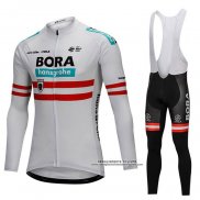 2018 Abbigliamento Ciclismo Bora Campione Austria Bianco Manica Lunga e Salopette