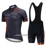 2018 Abbigliamento Ciclismo Capo Nero Grigio Arancione Manica Corta e Salopette