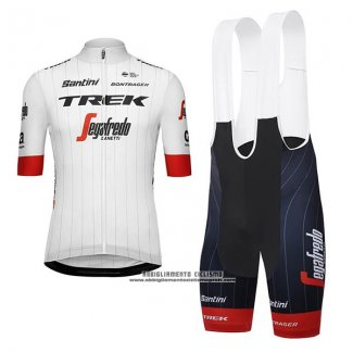 2018 Abbigliamento Ciclismo Trek Segafredo Tour de France Bianco Rosso Manica Corta e Salopette