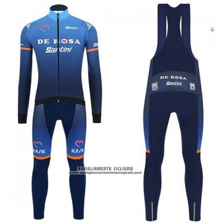 2019 Abbigliamento Ciclismo Casteli De Rosa Blu Manica Lunga e Salopette