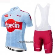 2019 Abbigliamento Ciclismo Katusha Alpecin Chiaro Blu Rosso Manica Corta e Salopette