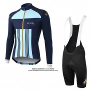 2019 Abbigliamento Ciclismo Lecol Celeste Blu Manica Lunga e Salopette