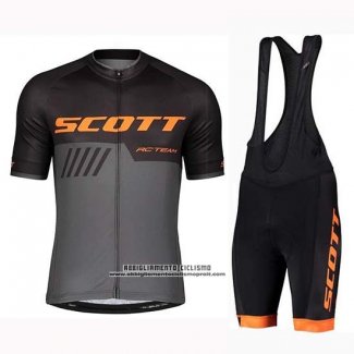 2019 Abbigliamento Ciclismo Scott Nero Grigio Manica Corta e Salopette