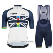 2019 Abbigliamento Ciclismo USA Bianco Spento Blu Manica Corta e Salopette