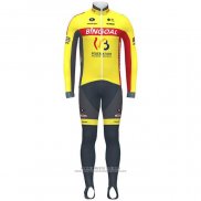 2020 Abbigliamento Ciclismo Wallonie Bruxelles Giallo Rosso Manica Lunga e Salopette