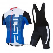 2021 Abbigliamento Ciclismo Ralph Bianco Blu Manica Corta e Salopette