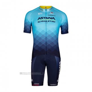 2022 Abbigliamento Ciclismo Astana Blu Manica Corta e Salopette