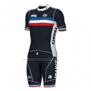 2022 Abbigliamento Ciclismo Francia Scuro Blu Manica Corta e Salopette