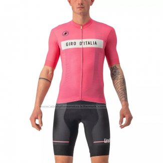 2022 Abbigliamento Ciclismo Giro d'Italia Chiaro Rosa Manica Corta e Salopette