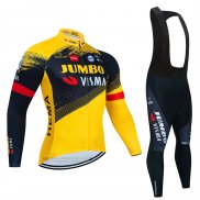 2023 Abbigliamento Ciclismo Jumbo Visma Giallo Nero Manica Lunga e Salopette