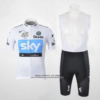 2011 Abbigliamento Ciclismo Sky Lider Bianco e Celeste Manica Corta e Salopette