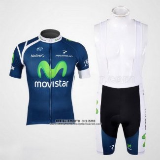 2012 Abbigliamento Ciclismo Movistar Blu Manica Corta e Salopette